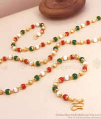CKMN136-LG - 30 inches Long  High Quality Gold Plated Navamani Malai Chains Shop Online