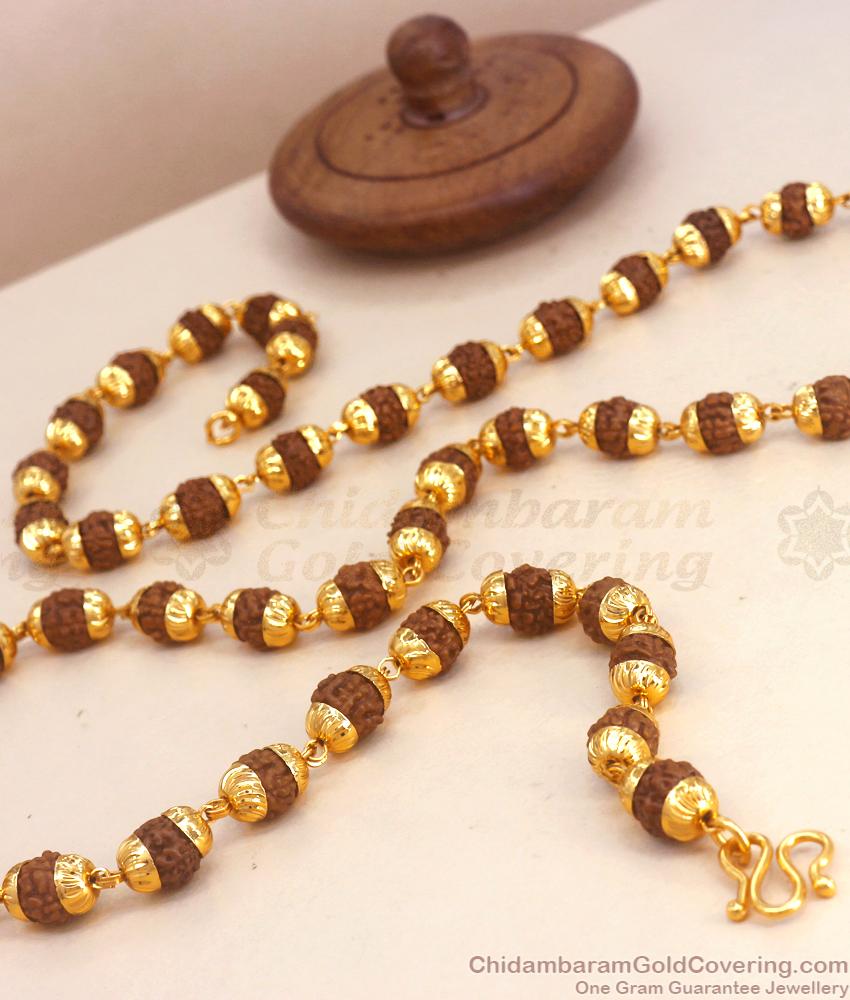 CKMN139 Pure Gold Tone Rudhraksha Malai Collections Shop Online
