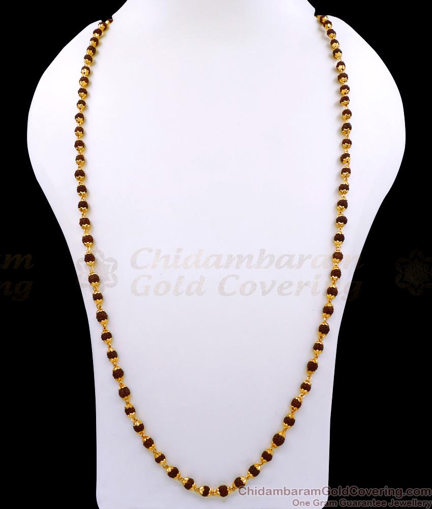 CKMN140-Lg 30 Inch Long Traditional Real Rudhraksha Malai Gold Beaded Chain Shop Online CKMN140-Lg 30 Inch Long Traditional Real Rudhraksha Malai Gold Beaded Chain Shop Online