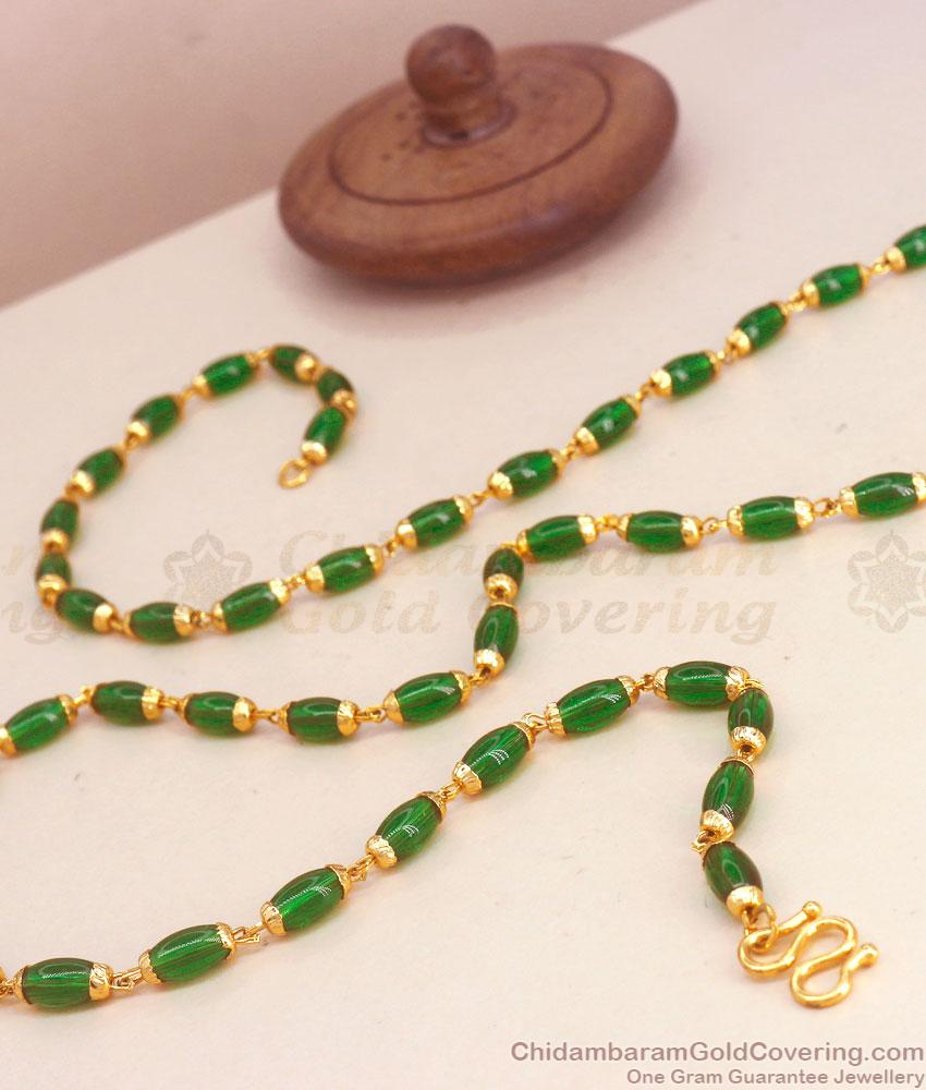 CKMN141 Stylish Emerald Stone 1 Gram Gold Chains Shop Online