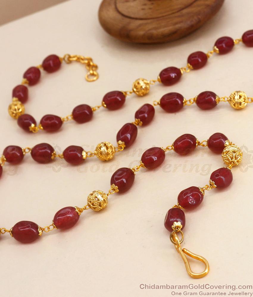 CKMN146 Premium Ruby Stone Gold Imitation Chains Hyderabad Collections