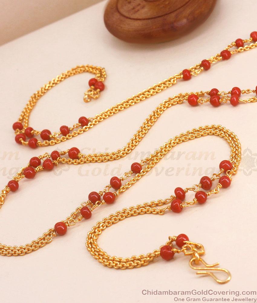 CKMN148 New 2 Line Pavalam Gold Chain Daily Wear Designs