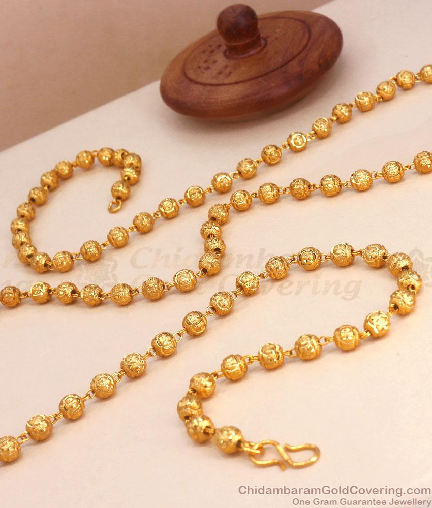 CKMN153-Lg 30 Inch Long Daily Wear Gold Beaded Chain Designs Shop Online