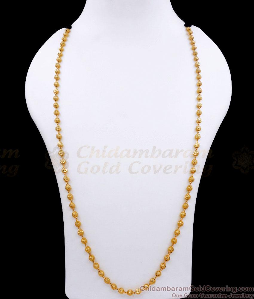 CKMN153-Lg 30 Inch Long Daily Wear Gold Beaded Chain Designs Shop Online