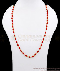CKMN168 Red Coral Beads 1 Gram Gold Chain For Women CKMN168 Red Coral Beads 1 Gram Gold Chain For Women