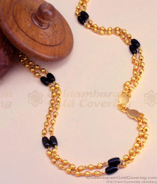 CKMN171 First Quality 2 Line Golden Beads Maalai With Black Crystals CKMN171 First Quality 2 Line Golden Beads Maalai With Black Crystals