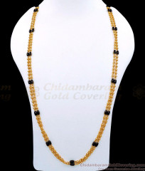CKMN171-Lg 30 Inch Long First Quality 2 Line Golden Beads Maalai With Black Crystals