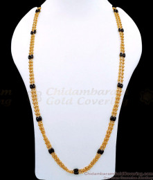 CKMN171-Lg 30 Inch Long First Quality 2 Line Golden Beads Maalai With Black Crystals
