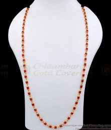 CKMN183-Lg 30 inch Long Traditional Ruby Stone Beads Gold Chain Collections