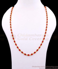 CKMN183 Buy Traditional Ruby Stone Beads Gold Chain Collections Online