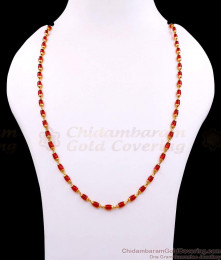 CKMN183 Buy Traditional Ruby Stone Beads Gold Chain Collections Online