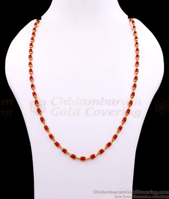 CKMN183 Buy Traditional Ruby Stone Beads Gold Chain Collections Online