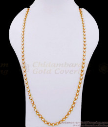 CKMN194-Lg 30 Inch Long Gold Finish Heart Shaped Pearl Chain For Womens