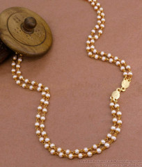 CKMN199 High Quality Double Line Pearl Chain Gold Plated Neck Chain Designs Online