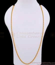 CKMN205-Lg 30 Inch Long Small Golden Beads Chain For Everyday Wear CKMN205-Lg 30 Inch Long Small Golden Beads Chain For Everyday Wear