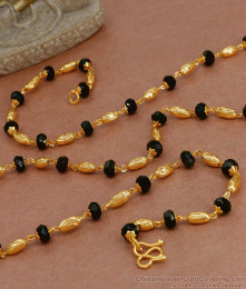 CKMN212 Buy One Gram Gold Black Beaded Chain Mangalsutra Design For Women
