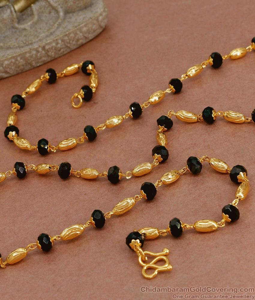 CKMN212 Buy One Gram Gold Black Beaded Chain Mangalsutra Design For Women CKMN212 Buy One Gram Gold Black Beaded Chain Mangalsutra Design For Women