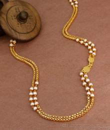 CKMN213 New Arrival Double Line Gold Plated Pearl Chain Design Shop Online