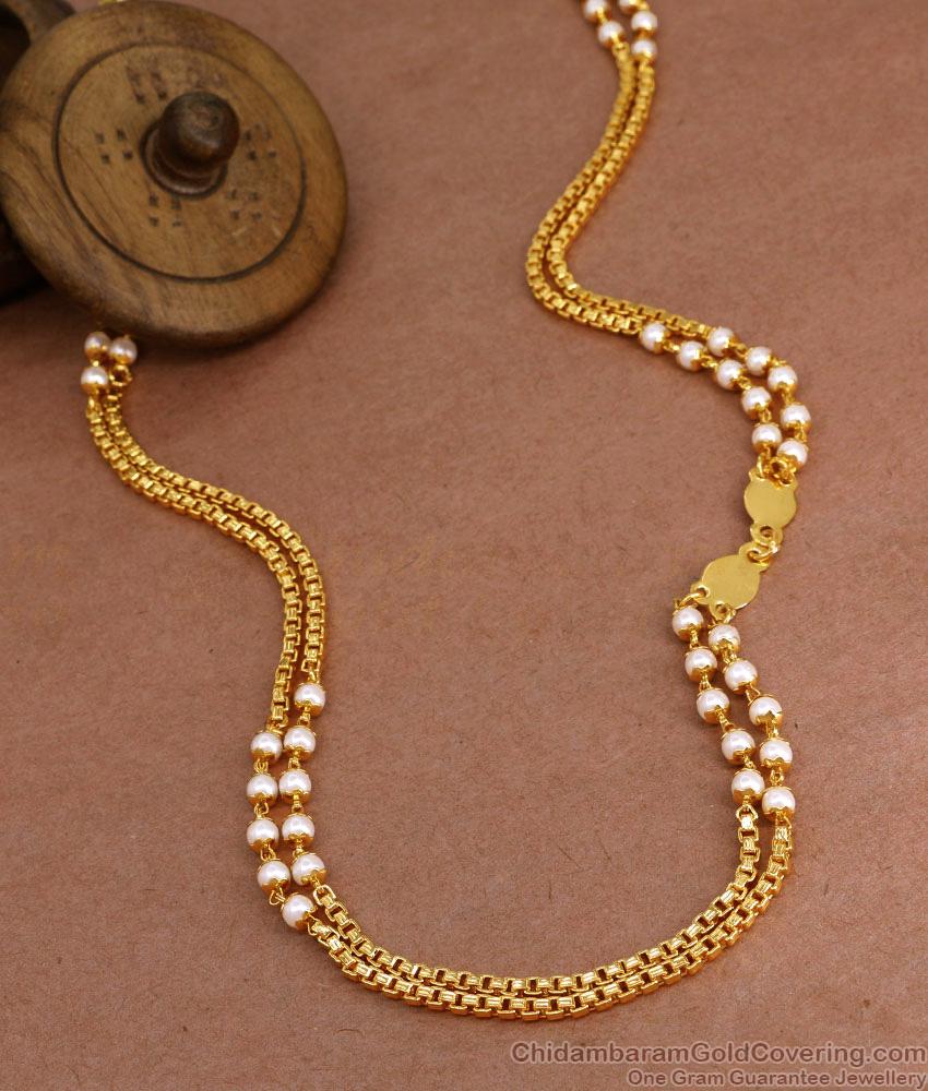 CKMN213 New Arrival Double Line Gold Plated Pearl Chain Design Shop Online CKMN213 New Arrival Double Line Gold Plated Pearl Chain Design Shop Online