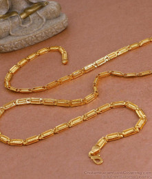 CKMN214 Stylish Pure Gold Tone Box Chain Spiral Design For Regular Use 