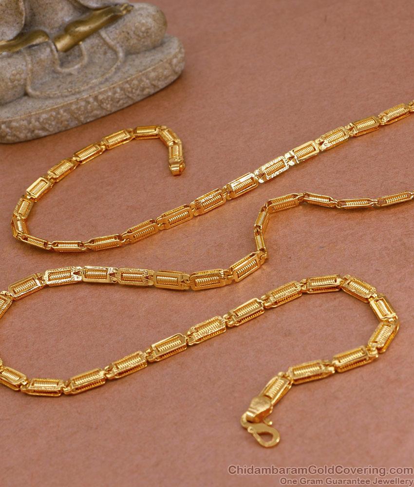 CKMN214 Stylish Pure Gold Tone Box Chain Spiral Design For Regular Use CKMN214 Stylish Pure Gold Tone Box Chain Spiral Design For Regular Use