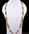 CKMN215-Lg 30 Inch Long  Premium Quality Gold Plated Lakshmi Coin Ruby Beads Chain