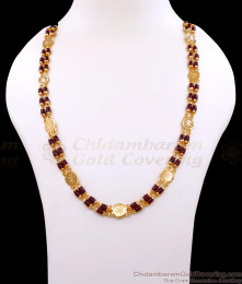 CKMN215 Premium Quality Gold Plated Lakshmi Coin Ruby Beads Chain CKMN215 Premium Quality Gold Plated Lakshmi Coin Ruby Beads Chain