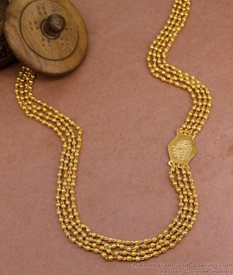 CKMN216-LG 30 Inch Long Golden Beads Multi Line Chain Design For Women