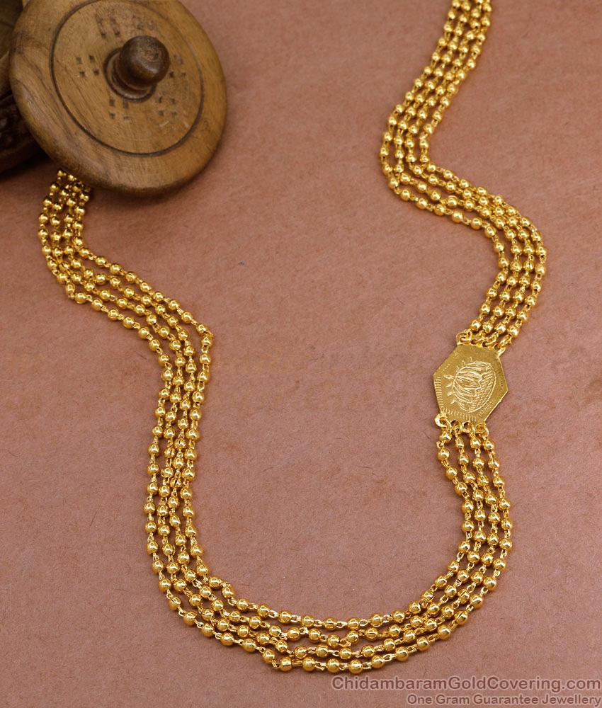 CKMN216-LG 30 Inch Long Golden Beads Multi Line Chain Design For Women CKMN216-LG 30 Inch Long Golden Beads Multi Line Chain Design For Women