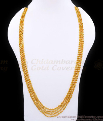 CKMN216-LG 30 Inch Long Golden Beads Multi Line Chain Design For Women