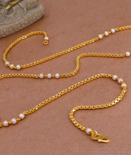 CKMN217-LG 30 Inch Long Traditional Gram Gold Pearl Chain Collection  Online