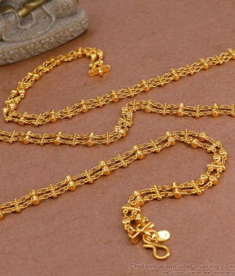 CKMN220-LG 30 Inch Long One Gram Gold Rettavadam Chain Design For Women