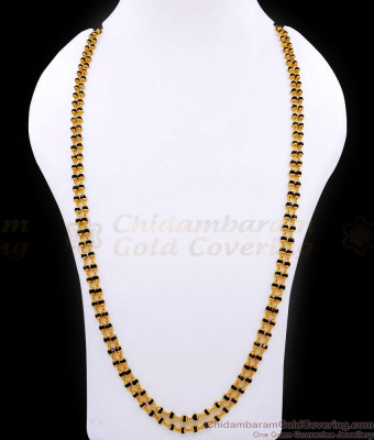 CKMN222-LG 30 Inch Long Rettavadam Karimani Sara Design Black Beads Chain