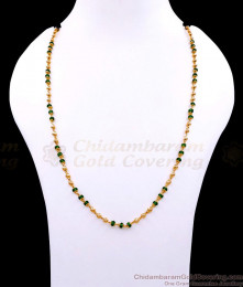 CKMN223 Stylish Green Beads Gold Plated Chain Design Online
