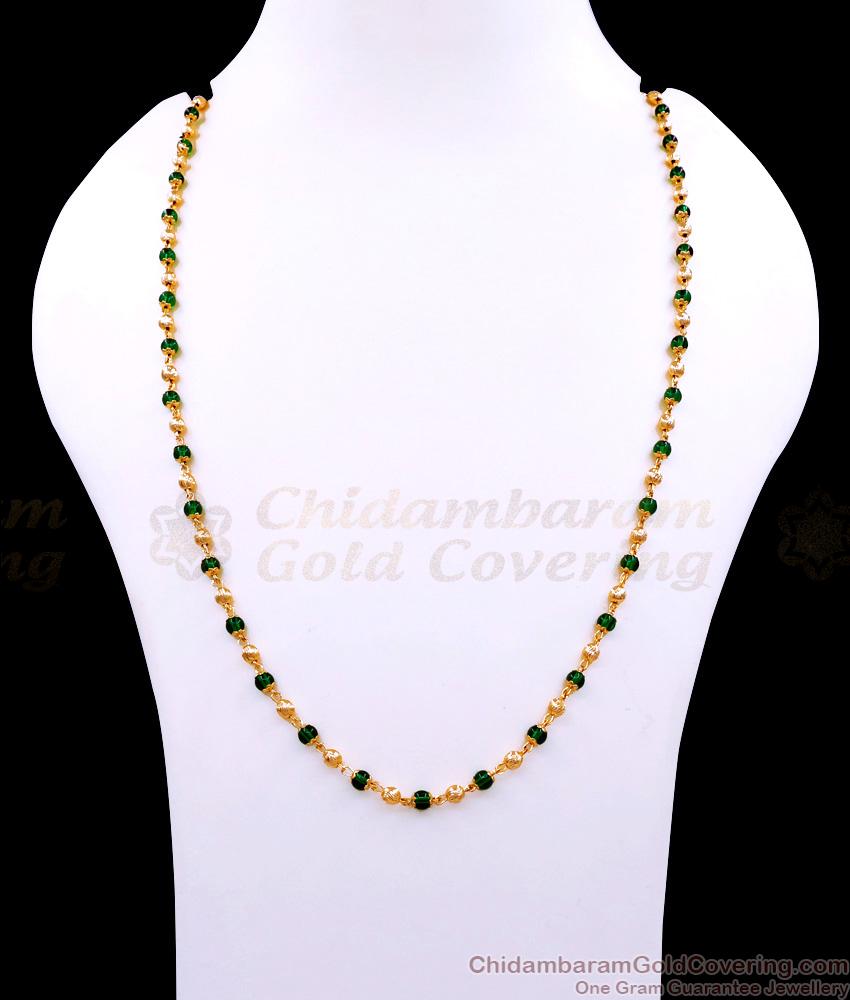 CKMN225 Green Beads Gold Plated Chain Design Shop Online CKMN225 Green Beads Gold Plated Chain Design Shop Online