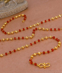 CKMN226 Regular Use 1 Gram Gold Ruby Gold Beads Maalai Design
