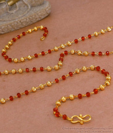 CKMN226 Regular Use 1 Gram Gold Ruby Gold Beads Maalai Design