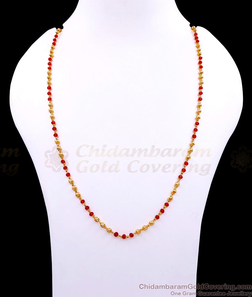 CKMN226 Regular Use 1 Gram Gold Ruby Gold Beads Maalai Design CKMN226 Regular Use 1 Gram Gold Ruby Gold Beads Maalai Design