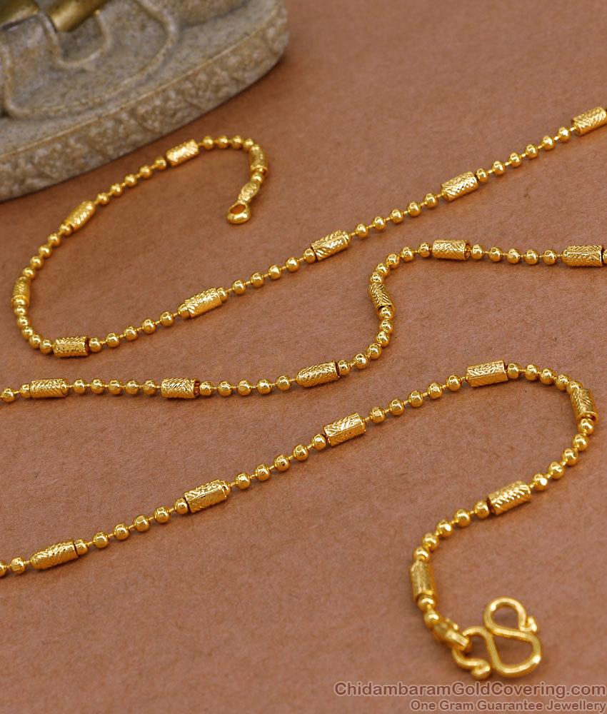 CKMN232 Real Gold Design Small Beads Design Fancy Chain Collections Online