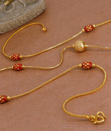 CKMN234 High Quality Bollywood Fashion Big Red Beads Gold Chain Design Online