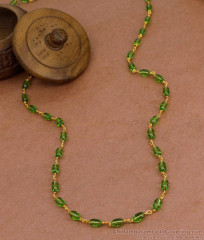 CKMN239-Lg 30 Inch Long Green Oval Crystal Beads Gold Plated Mala Online CKMN239-Lg 30 Inch Long Green Oval Crystal Beads Gold Plated Mala Online