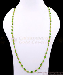 CKMN239-Lg 30 Inch Long Green Oval Crystal Beads Gold Plated Mala Online CKMN239-Lg 30 Inch Long Green Oval Crystal Beads Gold Plated Mala Online