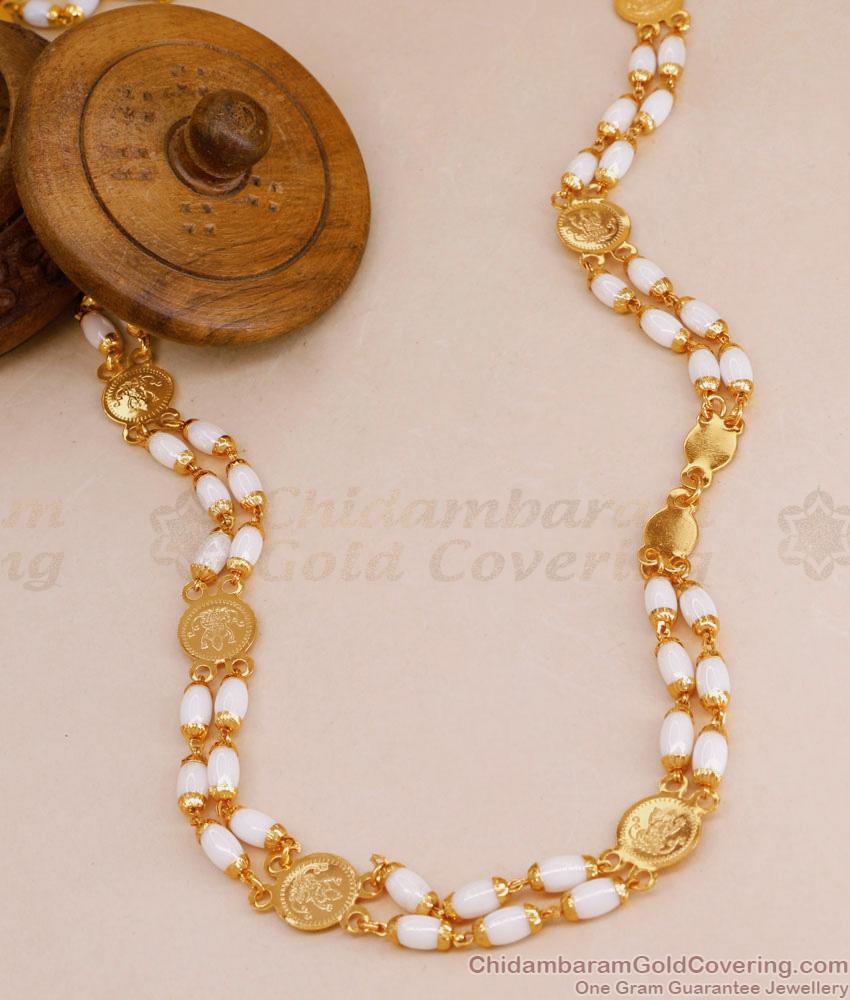 CKMN240 Kerala Pattern Pearl Beaded Lakshmi Coin Gold Chain CKMN240 Kerala Pattern Pearl Beaded Lakshmi Coin Gold Chain