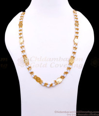 CKMN240 Kerala Pattern Pearl Beaded Lakshmi Coin Gold Chain
