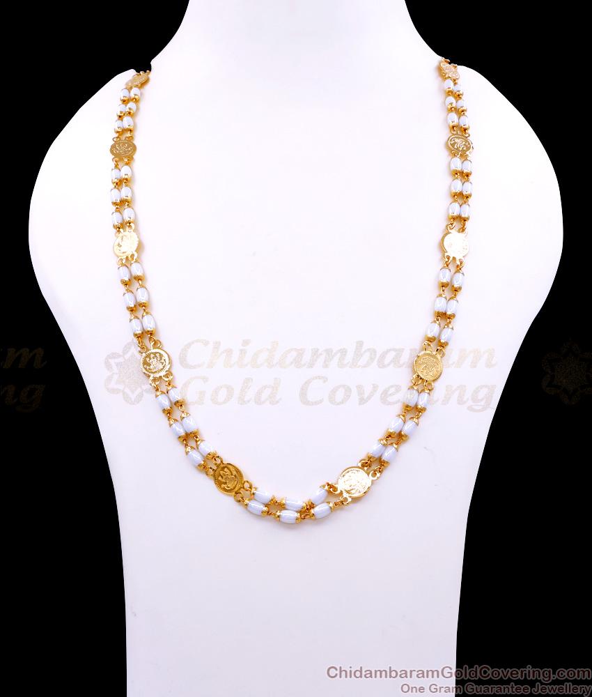 CKMN240 Kerala Pattern Pearl Beaded Lakshmi Coin Gold Chain CKMN240 Kerala Pattern Pearl Beaded Lakshmi Coin Gold Chain