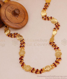 CKMN241 Traditional 1 Gram Gold Lakshmi Coin Red Crystal Beads Chain CKMN241 Traditional 1 Gram Gold Lakshmi Coin Red Crystal Beads Chain