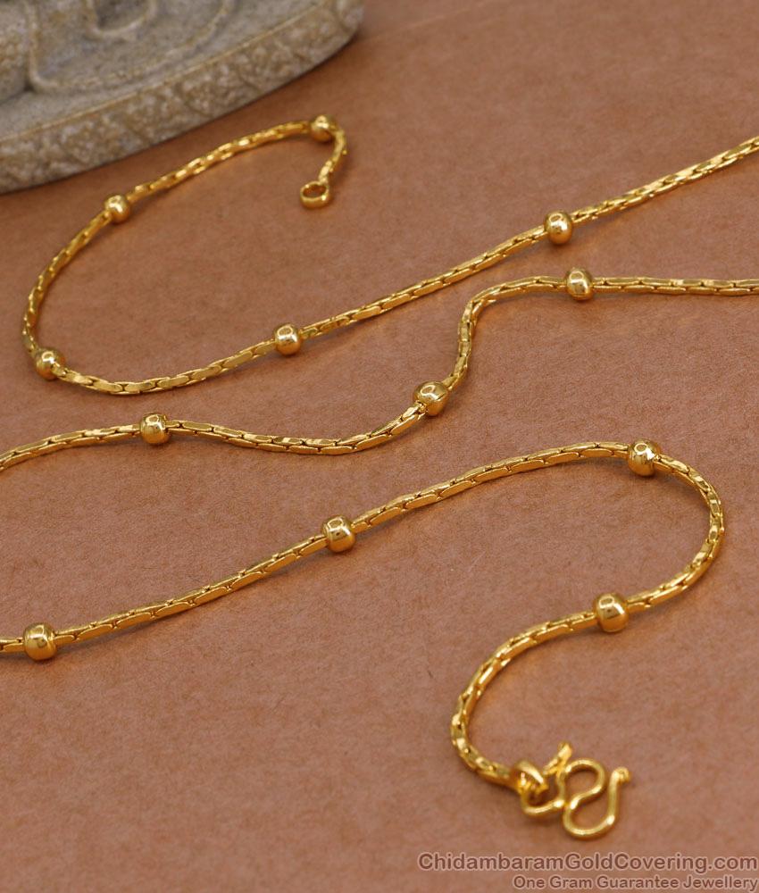 CKMN248 Buy Thin One Gram Gold Chain Beads Design For Daily Wear Online CKMN248 Buy Thin One Gram Gold Chain Beads Design For Daily Wear Online