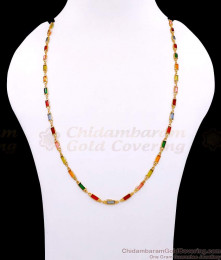 CKMN249 Latest One Gram Gold Navaratna Stone Chain Design For Daily Wear Online