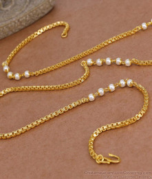 CKMN250 Latest One Gram Gold Chain With Pearl Design For Daily Wear Online