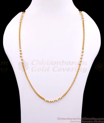 CKMN250 Latest One Gram Gold Chain With Pearl Design For Daily Wear Online